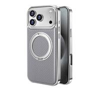 LUOTANL Magnetica Cover per iPhone 17 PRO Max/17 Pro/Air/17, Lusso Placcata Pelle Cover con Supporto Anello, Resistente al Sudore,Grigio,17 PRO