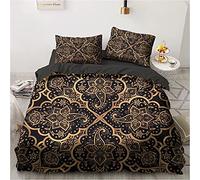 Luowei Set di biancheria da letto Boemia, 135 x 200 cm, con motivo mandala, copripiumino decorativo e 1 federa 80 x 80 cm, con chiusura lampo