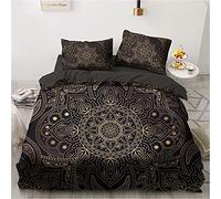 Luowei Set di biancheria da letto boho, 220 x 240 cm, con mandala indiano di Boemia, con copripiumino e 2 federe da 80 x 80 cm, con chiusura lampo