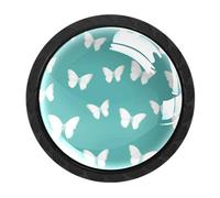 Luoweisi 4 pomelli a farfalla verde menta, pomelli rotondi per cassetti da 35 mm, maniglia per cassettiera, maniglia a foro singolo con viti per armadi da cucina, bagno, decorazione per la casa