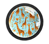 Luoweisi 4 pomelli a forma di giraffa per armadietti, pomelli rotondi per cassetti da 35 mm, maniglia per cassettiera, foro singolo, con viti, per armadi da cucina, bagno, decorazione per la casa