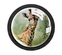 Luoweisi 4 pomelli a forma di giraffa, pomelli rotondi per cassetti e cassettiere, maniglie per comò a foro singolo, per decorare la casa della cucina, armadio, armadio