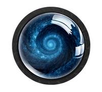 Luoweisi 4 pomelli blu per armadietti spaziali con stelle, pomelli rotondi per cassettiera, maniglie per comò a foro singolo, per cucina, decorazione domestica, armadio, armadio