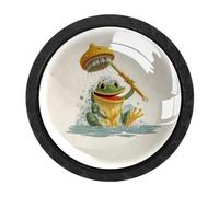 Luoweisi 4 pomelli divertenti a forma di rana beige, pomelli rotondi per cassetti, maniglie per comò a foro singolo, per cucina, decorazione della casa, armadio, armadio