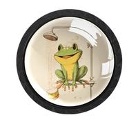 Luoweisi 4 pomelli divertenti a forma di rana, pomelli rotondi per cassetti e cassettiere, maniglie per comò a foro singolo, per decorare la casa della cucina, armadio, armadio