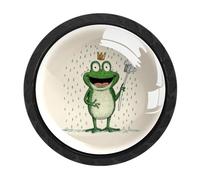 Luoweisi 4 pomelli divertenti a forma di rana, pomelli rotondi per cassetti e cassettiere, maniglie per comò a foro singolo, per decorare la casa della cucina, armadio, armadio