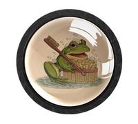 Luoweisi 4 pomelli divertenti a forma di rana vintage, pomelli rotondi per cassetti, maniglie per comò a foro singolo, per cucina, decorazione della casa, armadio, armadio