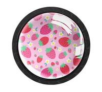 Luoweisi 4 pomelli per armadietti a forma di fragola, rotondi da 35 mm, per cassetti, maniglie per cassettiere, foro singolo, con viti, per armadi da cucina, bagno, decorazione per la casa