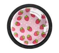 Luoweisi 4 pomelli per armadietti a forma di fragola, rotondi da 35 mm, per cassetti, maniglie per cassettiere, foro singolo, con viti, per armadi da cucina, bagno, decorazione per la casa