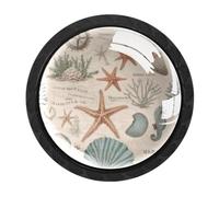 Luoweisi 4 pomelli per armadietti a forma di stella marina e corallo nautico, pomelli rotondi per cassettiera, maniglie per comò a foro singolo, per decorare la casa della cucina, armadio, armadio