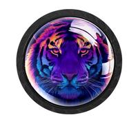 Luoweisi 4 pomelli per armadietti a forma di tigre, pomelli rotondi per cassetti e cassettiere, maniglie a foro singolo, per decorare la casa della cucina, armadio, armadio