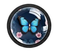 Luoweisi 4 pomelli rotondi a farfalla per armadietti, 35 mm, per cassetti, maniglie per cassettiere, foro singolo, con viti, per armadi da cucina, bagno, decorazione per la casa