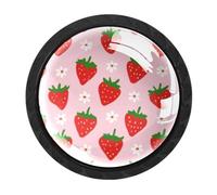 Luoweisi 4 pomelli rotondi a forma di fragola per armadietti, pomelli rotondi per cassetti da 35 mm, maniglia per cassettiera, foro singolo, con viti, per armadi da cucina, bagno, decorazione per la