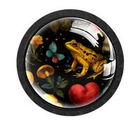 Luoweisi 4 pomelli rotondi a forma di fungo a forma di rana, pomelli rotondi per cassetti e cassettiere, maniglie per comò a foro singolo, per cucina, decorazione domestica, armadio, armadio