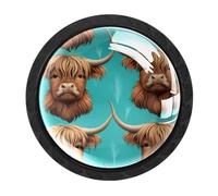 Luoweisi 4 pomelli rotondi a forma di mucca, 35 mm, per cassetti, maniglie per cassettiere, foro singolo, con viti, per armadi da cucina, bagno, decorazione per la casa