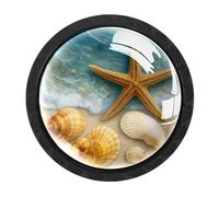 Luoweisi 4 pomelli rotondi da 35 mm per armadietti a forma di stella marina e spiaggia, maniglia per cassettiera, maniglia a foro singolo con viti per armadi da cucina, bagno, decorazione per la casa