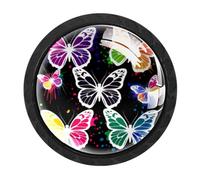 Luoweisi 4 pomelli rotondi per armadietti a farfalla, 35 mm, per cassetti, maniglie per cassettiere, foro singolo, con viti, per armadi da cucina, bagno, decorazione per la casa