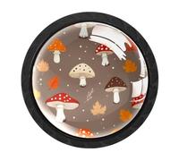 Luoweisi 4 pomelli rotondi per armadietti a forma di funghi della foresta, 35 mm, per cassetti, maniglie per cassettiera, foro singolo, con viti, per armadi da cucina, bagno, decorazione per la casa