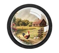 Luoweisi 4 pomelli rotondi per armadietti a forma di gallina, da 35 mm, per cassetti, maniglie a foro singolo, con viti, per armadi da cucina, bagno, decorazione per la casa