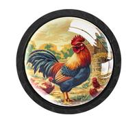 Luoweisi 4 pomelli rotondi per armadietti a forma di gallina, da 35 mm, per cassetti, maniglie a foro singolo, con viti, per armadi da cucina, bagno, decorazione per la casa