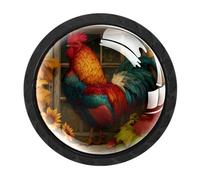 Luoweisi 4 pomelli rotondi per armadietti a forma di gallo e girasole, pomelli rotondi per cassettiera, maniglie per comò a foro singolo, per cucina, decorazione domestica, armadio, armadio