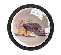 Luoweisi 4 pomelli rotondi per armadietti a forma di gatto che dorme, pomelli rotondi per cassetti e cassettiere, maniglie per comò a foro singolo, per cucina, decorazione domestica, armadio, armadio