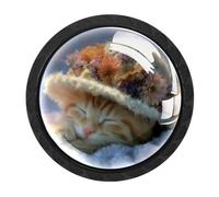 Luoweisi 4 pomelli rotondi per armadietti a forma di gatto che dorme, pomelli rotondi per cassetti e cassettiere, maniglie per comò a foro singolo, per cucina, decorazione domestica, armadio, armadio