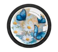 Luoweisi 4 pomelli rotondi per armadietti a forma di margherita, 35 mm, per cassetti, maniglie per cassettiere, foro singolo, con viti, per armadi da cucina, bagno, decorazione per la casa