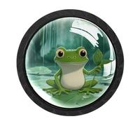 Luoweisi 4 pomelli rotondi per armadietti a forma di rana, pomelli rotondi per cassettiera, maniglie per comò a foro singolo, per cucina, decorazione domestica, armadio, armadio