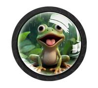 Luoweisi 4 pomelli rotondi per armadietti a forma di rana, pomelli rotondi per cassettiera, maniglie per comò a foro singolo, per decorare la casa della cucina, armadio, armadio