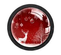 Luoweisi 4 pomelli rotondi per armadietti a forma di renna di Natale, pomelli rotondi per cassettiera, maniglie per comò a foro singolo, per cucina, decorazione domestica, armadio, armadio