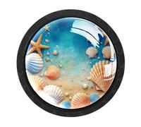 Luoweisi 4 pomelli rotondi per armadietti a forma di stella marina, pomelli rotondi per cassetti da 35 mm, maniglia a foro singolo con viti per armadi da cucina, bagno, decorazione per la casa