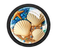 Luoweisi 4 pomelli rotondi per armadietti a forma di stella marina, pomelli rotondi per cassetti da 35 mm, maniglia a foro singolo con viti per armadi da cucina, bagno, decorazione per la casa