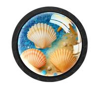 Luoweisi 4 pomelli rotondi per armadietti a forma di stella marina, pomelli rotondi per cassetti da 35 mm, maniglia a foro singolo con viti per armadi da cucina, bagno, decorazione per la casa