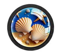 Luoweisi 4 pomelli rotondi per armadietti a forma di stella marina, pomelli rotondi per cassetti da 35 mm, maniglia a foro singolo con viti per armadi da cucina, bagno, decorazione per la casa