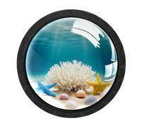 Luoweisi 4 pomelli rotondi per armadietti a forma di stella marina, pomelli rotondi per cassetti da 35 mm, maniglia a foro singolo con viti per armadi da cucina, bagno, decorazione per la casa