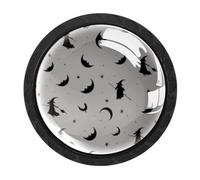 Luoweisi 4 pomelli rotondi per armadietti a forma di strega e luna, pomelli rotondi per cassettiera, maniglie per comò a foro singolo, per cucina, decorazione domestica, armadio, armadio