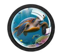 Luoweisi 4 pomelli rotondi per armadietti a forma di tartaruga, 35 mm, per cassetti, maniglie per cassettiere, foro singolo, con viti, per armadi da cucina, bagno, decorazione per la casa