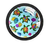 Luoweisi 4 pomelli rotondi per armadietti a forma di tartaruga, da 35 mm, per cassetti, maniglie per cassettiera, foro singolo, con viti, per armadi da cucina, bagno, decorazione per la casa