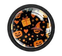 Luoweisi 4 pomelli rotondi per armadietti a forma di zucca strega, pomelli rotondi per cassettiera, maniglie per comò a foro singolo, per decorare la casa della cucina, armadio, armadio