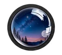 Luoweisi 4 pomelli rotondi per armadietti con cielo stellato e luna, pomelli rotondi per cassetti da 35 mm, maniglia per cassettiera, foro singolo, con viti, per armadi da cucina, bagno, decorazione