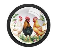 Luoweisi 4 pomelli rotondi per cassetti, a forma di gallina, da 35 mm, con viti, per armadi da cucina, bagno, decorazione per la casa
