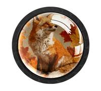 Luoweisi 4 pomelli rotondi per cassetti con foglie autunnali di volpe, pomelli rotondi per cassettiera, maniglie per comò a foro singolo, per decorare la casa della cucina, armadio, armadio