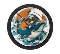 Luoweisi 4 pomelli rotondi per cassetti con freccia tridente che cavalca squalo oceano, pomelli rotondi per cassettiera, maniglie per comò a foro singolo, per cucina, decorazione domestica, armadio