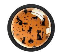 Luoweisi 4 pomelli rotondi per cassetti con strega di Halloween, pomelli rotondi per cassettiera, maniglie per comò a foro singolo, per decorare la casa della cucina, armadio, armadio