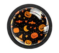 Luoweisi 4 pomelli rotondi per cassetti e cassettiere con zucche streghe, per cucina, decorazione della casa, armadio, armadio