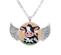 Luoweisi Collana con ali d'angelo con caramelle a forma di mucca, gioielli in lega di zinco, regalo per uomini e donne, Misura unica, lega di alluminio, Nessuna pietra preziosa