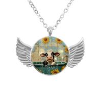 Luoweisi Collana con ali d'angelo con caramelle natalizie, gioielli in lega di alluminio, regalo per uomini e donne, Misura unica, lega di alluminio, Nessuna pietra preziosa