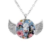 Luoweisi Collana con ali d'angelo con cavallo che corre arcobaleno, in lega di alluminio, gioielli regalo per uomini e donne, Misura unica, lega di alluminio, Nessuna pietra preziosa