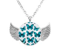 Luoweisi Collana con ali d'angelo con farfalla a margherita color foglia di tè, in lega di zinco, regalo per uomini e donne, Misura unica, lega di alluminio, Nessuna pietra preziosa